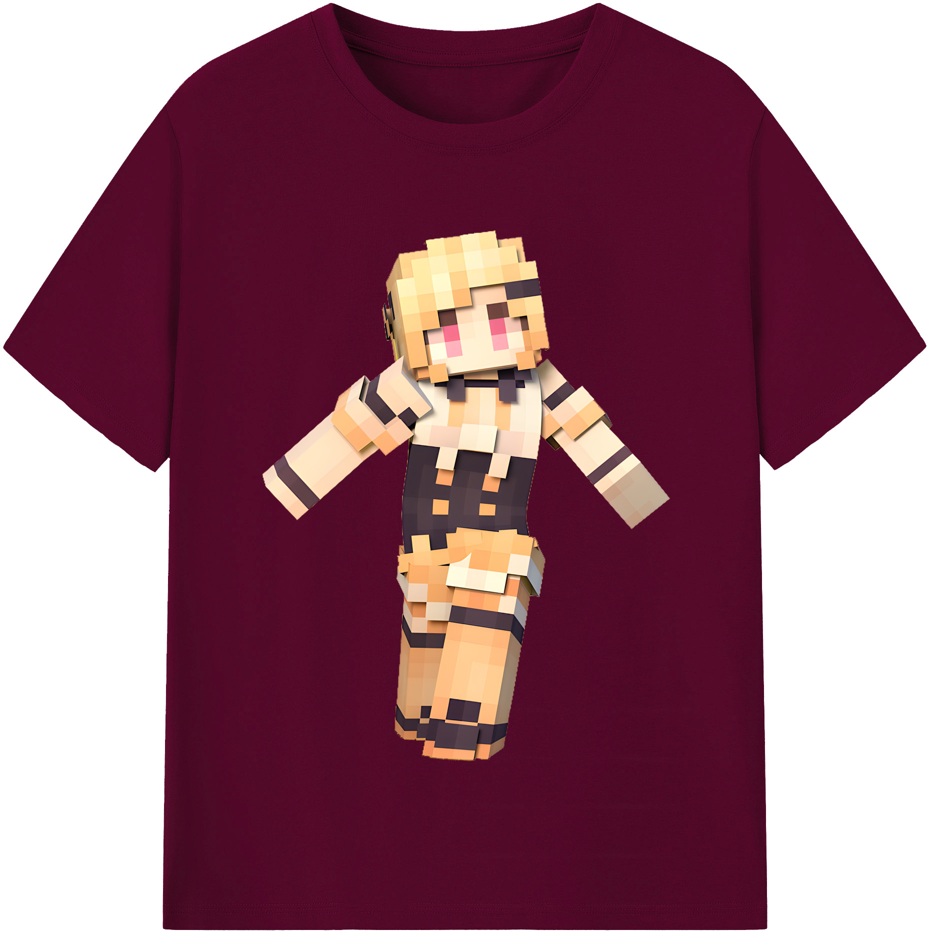 （画像用） マインクラフト ブロックの世界 Minecraft MC Block world レディースカジュアルプリントTシャツ（綿100％）